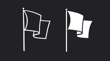 Silhouette of a developing flag. Black and white image.