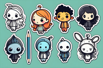 Set of funny cartoon monsters.
Generative AI.