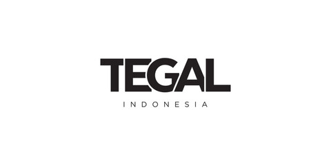 Obraz premium Tegal in the Indonesia emblem. The design features a geometric style, vector illustration with bold typography in a modern font. The graphic slogan lettering.