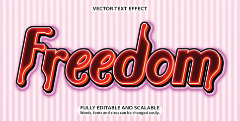 Free vector freedom stylish text effect editable modern lettering typography font style