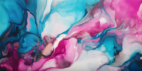 Abstract pink and blue alcohol ink art background. 