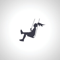 girl is riding on a swing icon