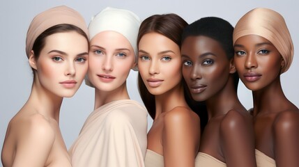 Obraz premium A diverse group of beautiful women with natural beauty and glowing smooth skin