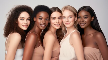 Obraz premium A diverse group of beautiful women with natural beauty and glowing smooth skin
