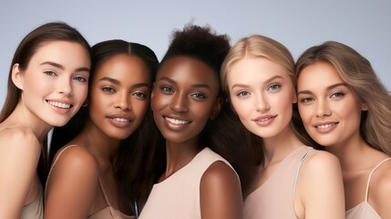 Obraz premium A diverse group of beautiful women with natural beauty and glowing smooth skin