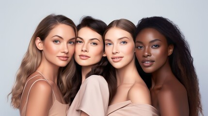 Obraz premium A diverse group of beautiful women with natural beauty and glowing smooth skin