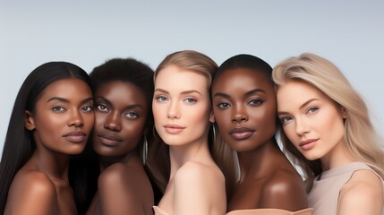 Obraz premium A diverse group of beautiful women with natural beauty and glowing smooth skin