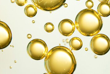 luxury gold cosmetic essence liquid bubbles molecules antioxidant of liquid bubble