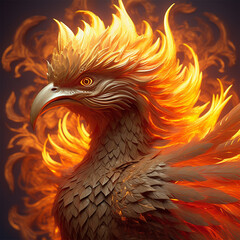 Phoenix, fire bird, fairy tale bird.