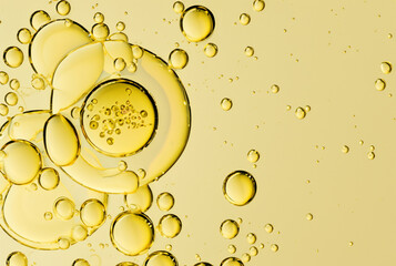 luxury gold cosmetic essence liquid bubbles molecules antioxidant of liquid bubble - obrazy, fototapety, plakaty