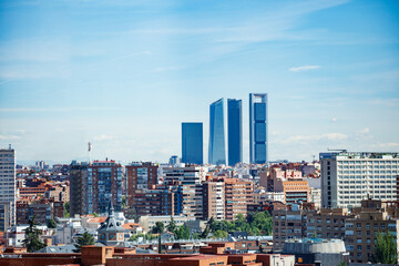 Fototapeta na wymiar Panorama of Madrid Four Towers or Cuatro Torres Business Area