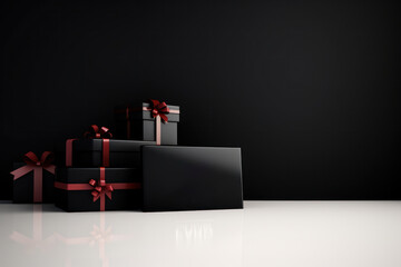  Black Gift Boxes with Ribbons Set the Mood for Black Friday Cyber Monday.