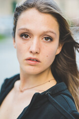 Portrait young beautiful woman smiling