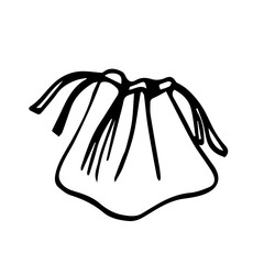 A doodle style pouch on a white background is isolated. Line art, hand drawn