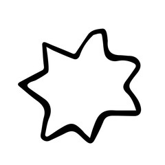 Christmas cookie in the form of a star.  Line art. Hand drawn