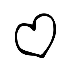 A doodle-style heart on a white background is isolated. The heart can be used for decoration for all holidays including New Year, Christmas, Valentine's Day