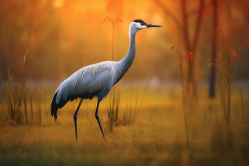 Obraz na płótnie Canvas A lone crane in the forest
