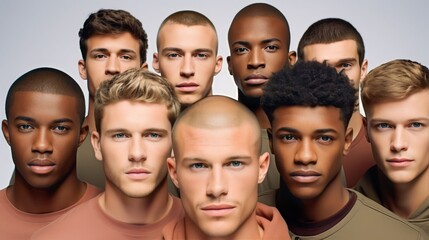 group of handsome male models with great skincare from a diverse ethnicity