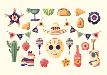 Mexican Illustrations for Dia De Los Muertos Day of The Dead Cinco De Mayo