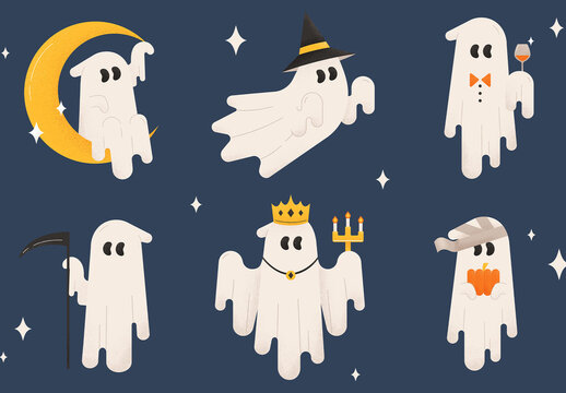 Cute Ghost Poltergeist Illustrations