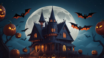 Fototapeta na wymiar Halloween haunted house