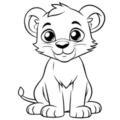 Little lion cartoon coloring page illustration