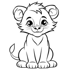 Fototapeta na wymiar Little lion cartoon coloring page illustration