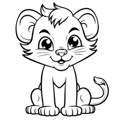 Little lion cartoon coloring page illustration