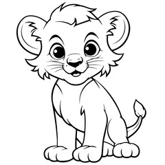 Little lion cartoon coloring page illustration
