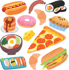 Collection International Food Hand Drawn Illustration