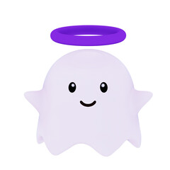 3d Cute ghost for Halloween illustration clip art on transparent background png