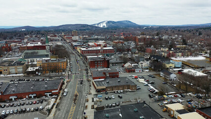 Aerial of Pittsfield, Massachusetts, United States on a fine morning