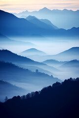 Fototapeta premium Mountain silhouettes in the fog