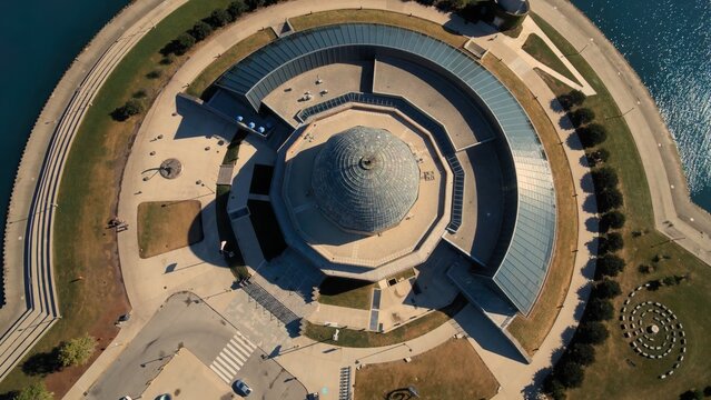 Adler Planetarium Birds Eye View in Summer