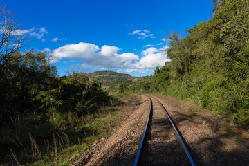 Fototapeta premium Wheat Railroad. Railway in the south of Brazil in the Taquari Valley in Rio Grande do Sul.