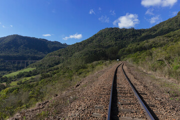 Fototapeta premium Wheat Railroad. Railway in the south of Brazil in the Taquari Valley in Rio Grande do Sul.