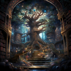 Obraz premium Ethereal Akashic records, transformation and mysticism, occult, AI generative