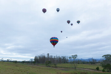 Hot air balloon flight in Praia Grande Santa Catarina Brazil.