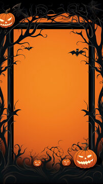 A vertical rectangle with a orange halloween style border.