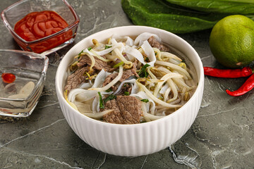 Vietnamese soup Pho Bo with beef