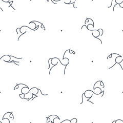 Horses in the form of the number eight, seamless pattern