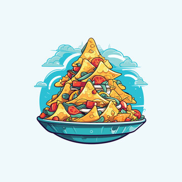 nachos mountain on blue plate clip art preview