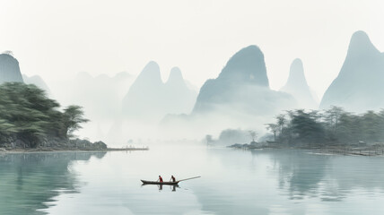 Bunte Landschaft Illustration. Generiert mit KI