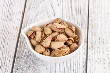 Salted tasty pistachio nuts heap