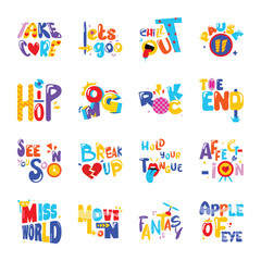 Pack of Motivational Words Flat Stickers 

