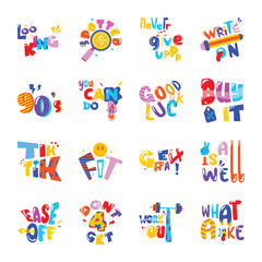Set of Quotes Flat Stickers 