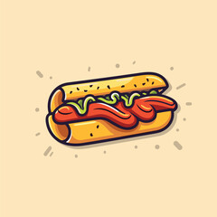hot dog clip art illustration for menu, poster, web