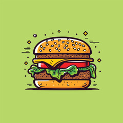hamburger clip art illustration for menu, poster, web
