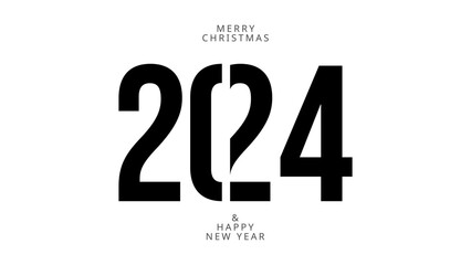 Happy New Year 2024, Number design template isolated on white background,  Greeting banner template, Vector illustration EPS 10