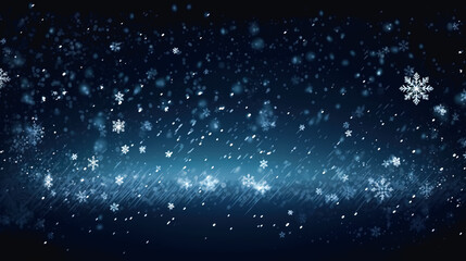 Abstract winter background with snow at night, generative AI.